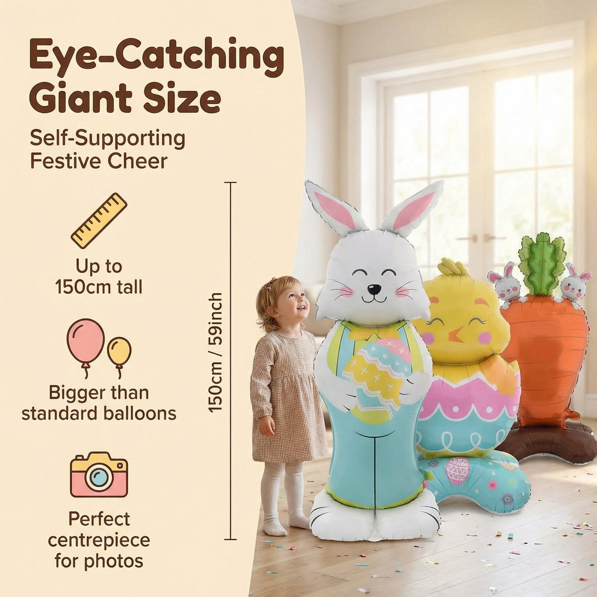 🐰🎉Giant 3D Standing Bunny Balloon Self-Supporting Festive Cheer