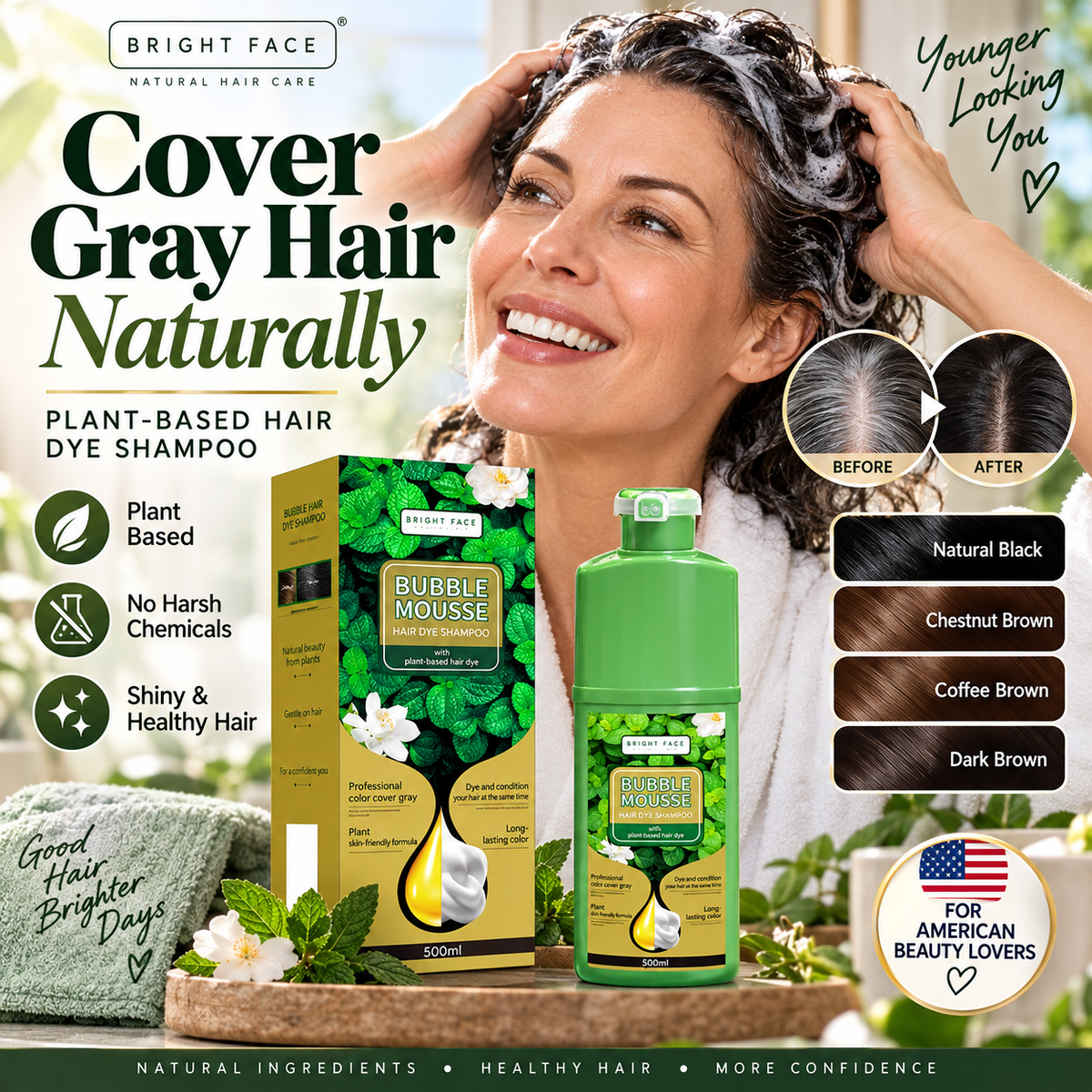 🏆 Last Day Special Price 16.99! 💇‍♀️Long‑Lasting Plant‑Based Foam Hair Dye｜Ammonia‑Free Easy DIY At‑Home Foam Hair Color