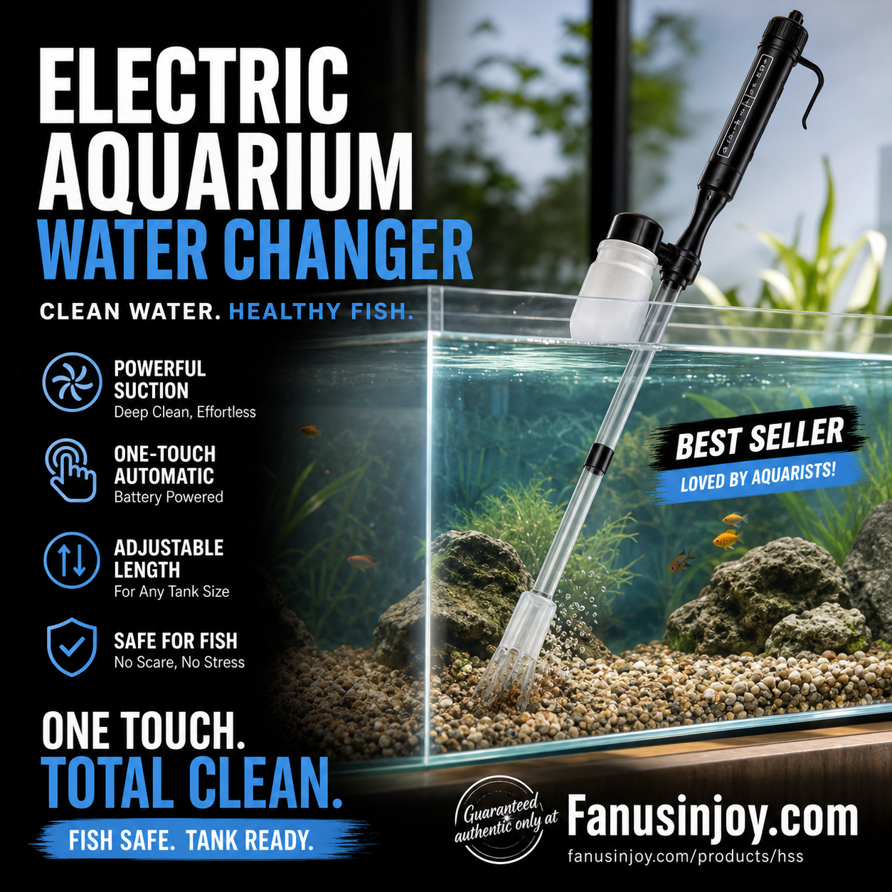 🎉Limited Time 50% OFF💦No more worries about poor water quality during water changes🔥Electric Aquarium Gravel Cleaner✨