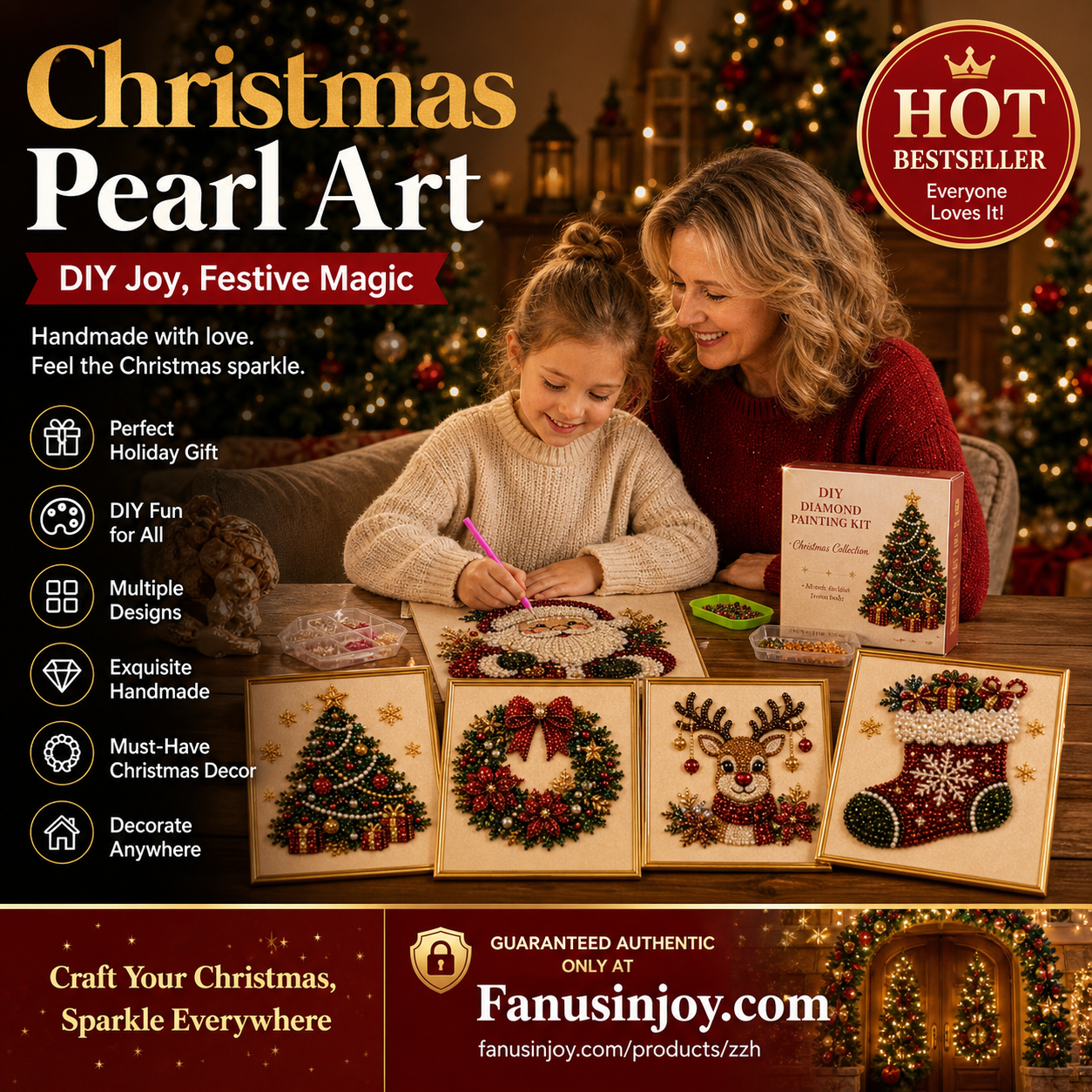 🎄🎊Christmas Special 50% Off! 🎅Boost your Christmas atmosphere! 🦌Favorite for DIY lovers!💎DIY Christmas Pearl Art Kit
