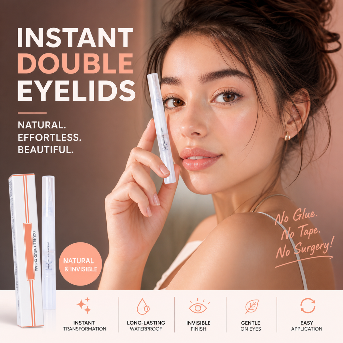 🔥 Double Eyelid Defining Cream Fast-drying, invisible, waterproof – natural-looking double eyelids without tape. 🌸