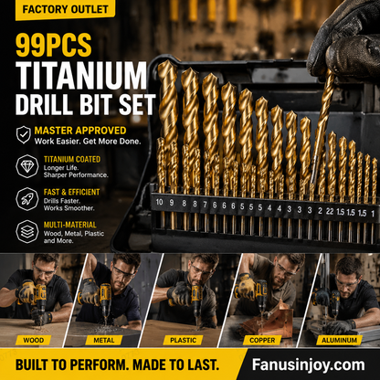 Titanium Coated Drill Bit Set | HSS High-Speed Steel | 50 / 60 / 70 / 99 Piece Options