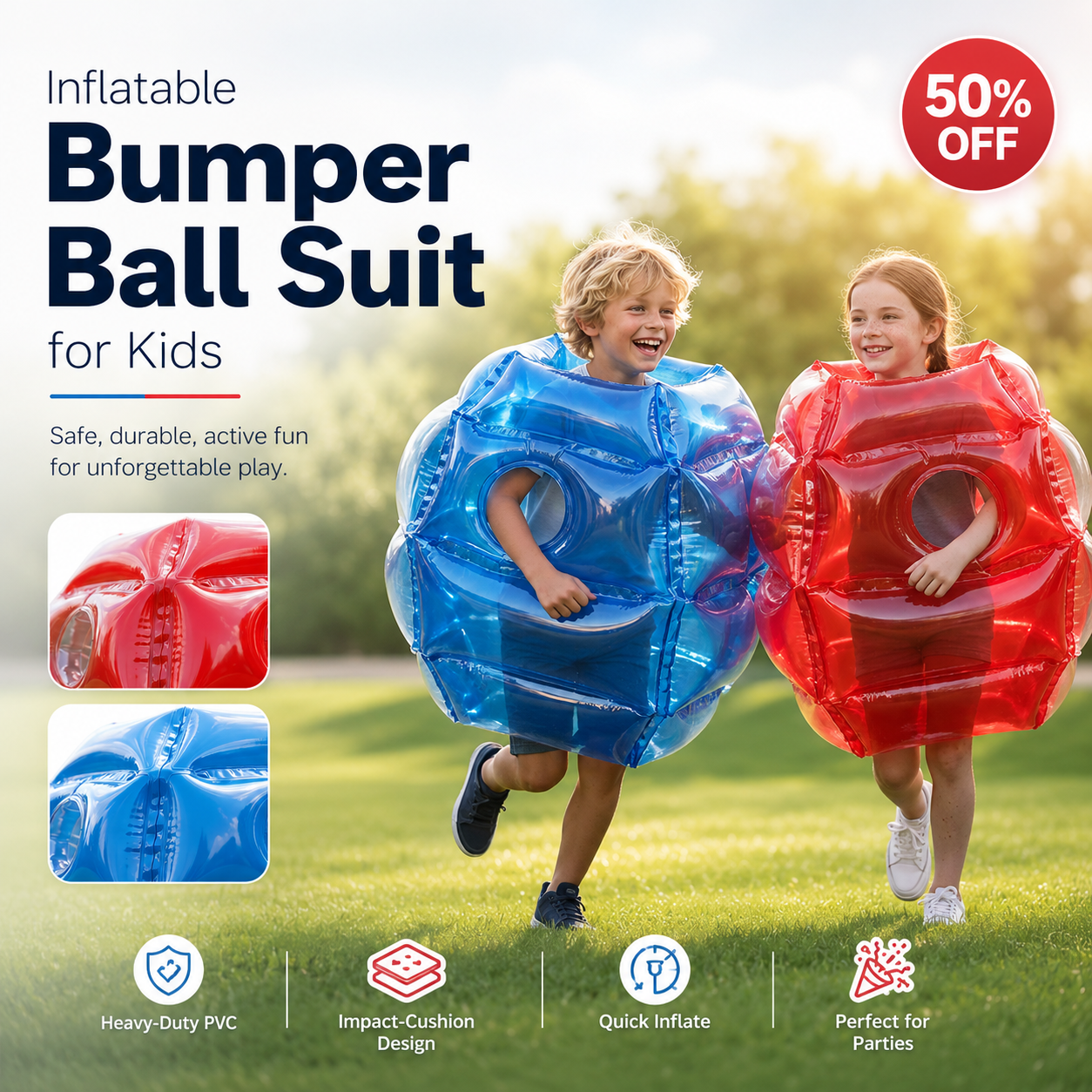 ⚽ LIMITED-TIME 50% OFF! ✨ Inflatable Bumper Ball Suit for Kids – Safe, Durable, Active Fun 🎈