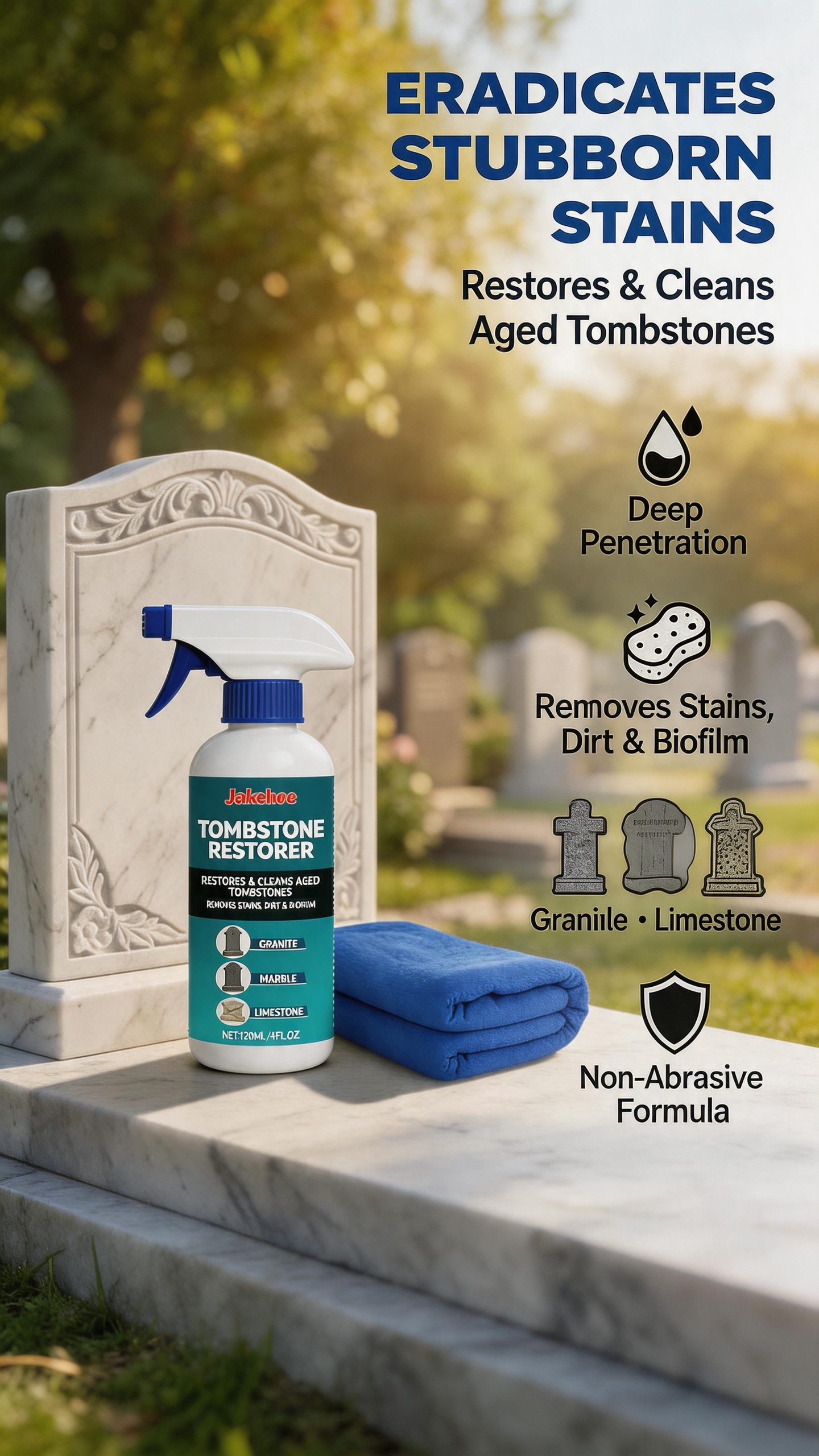 Cleaning and restoration spray for gravestones