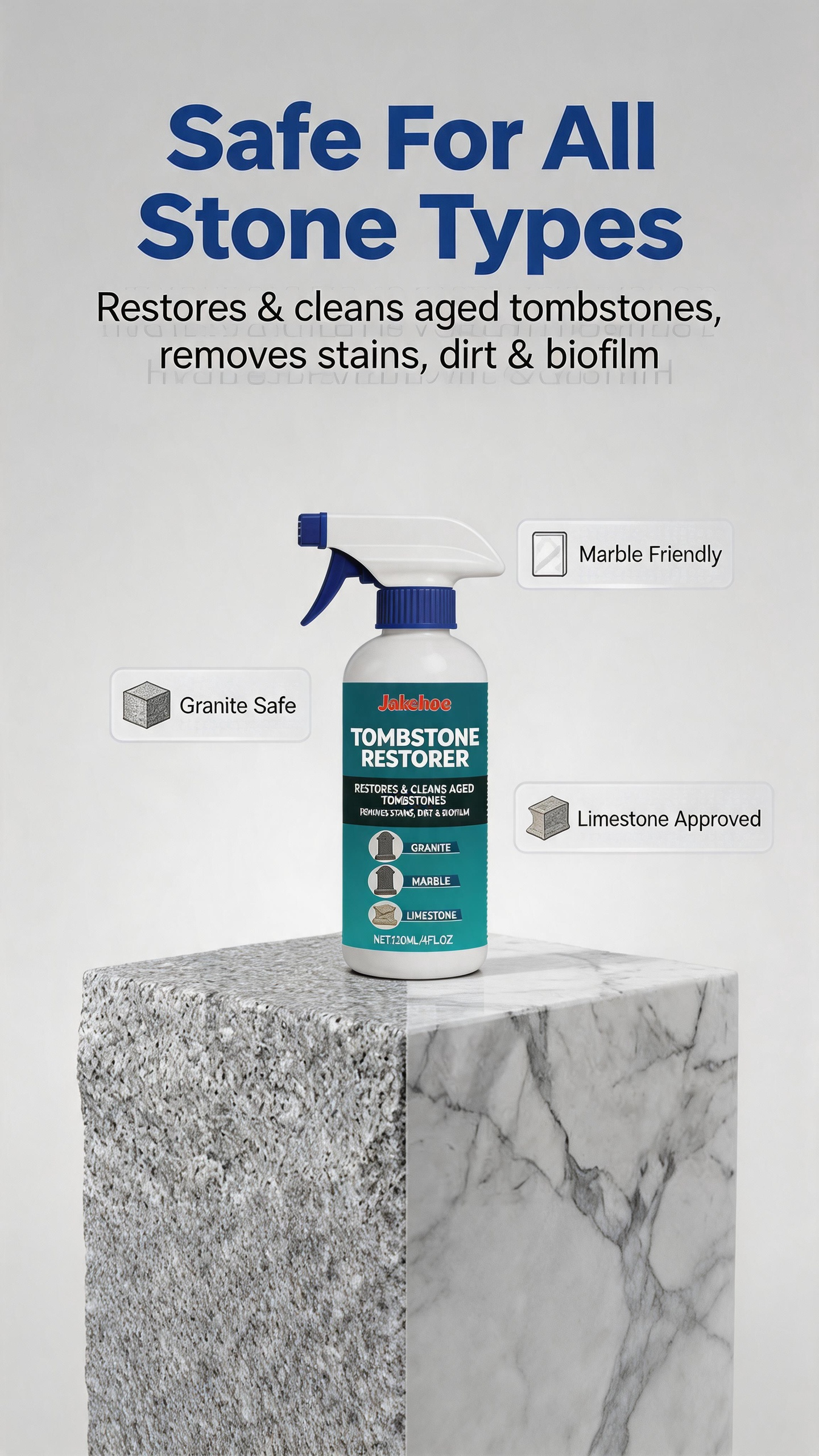 Cleaning and restoration spray for gravestones