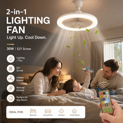 💡 LIMITED-TIME 50% OFF! 🌀 LED Ceiling Fan with Remote – 3-Color Dimming, Silent Copper Motor, Bladeless Design ✨