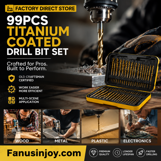 Titanium Coated Drill Bit Set | HSS High-Speed Steel | 50 / 60 / 70 / 99 Piece Options
