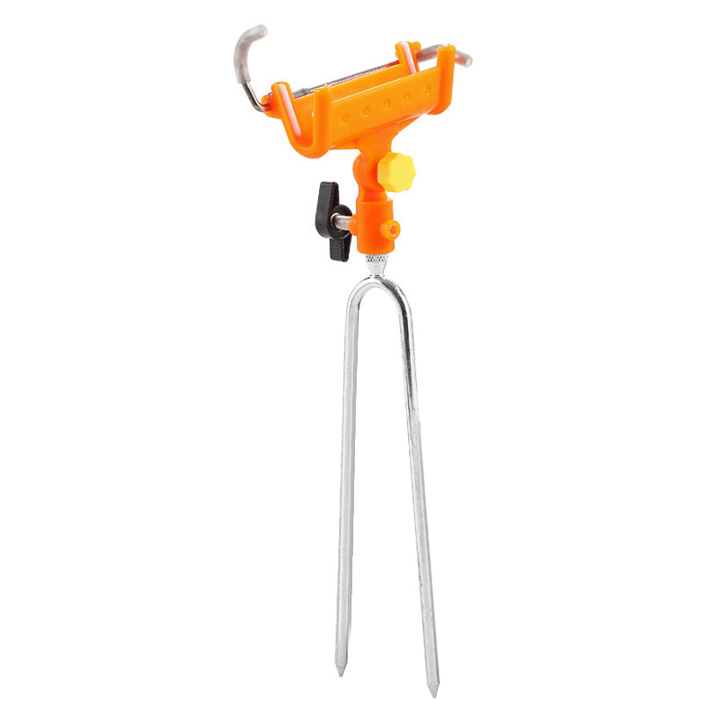 Fishing Rod Self-Locking Turret Bracket | 360° Rotation, Auto-Lock, Rubber-Protected | Stainless Steel | Yellow & Blue