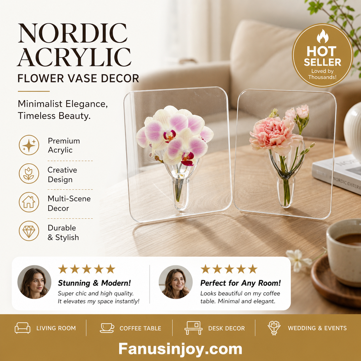 💐Buy 2 Get 1 Free🎁Nordic Transparent Acrylic Vase | Elegant Desktop Plant Holder & Home Decor | Modern Centerpiece for Living Room & Wedding Tables