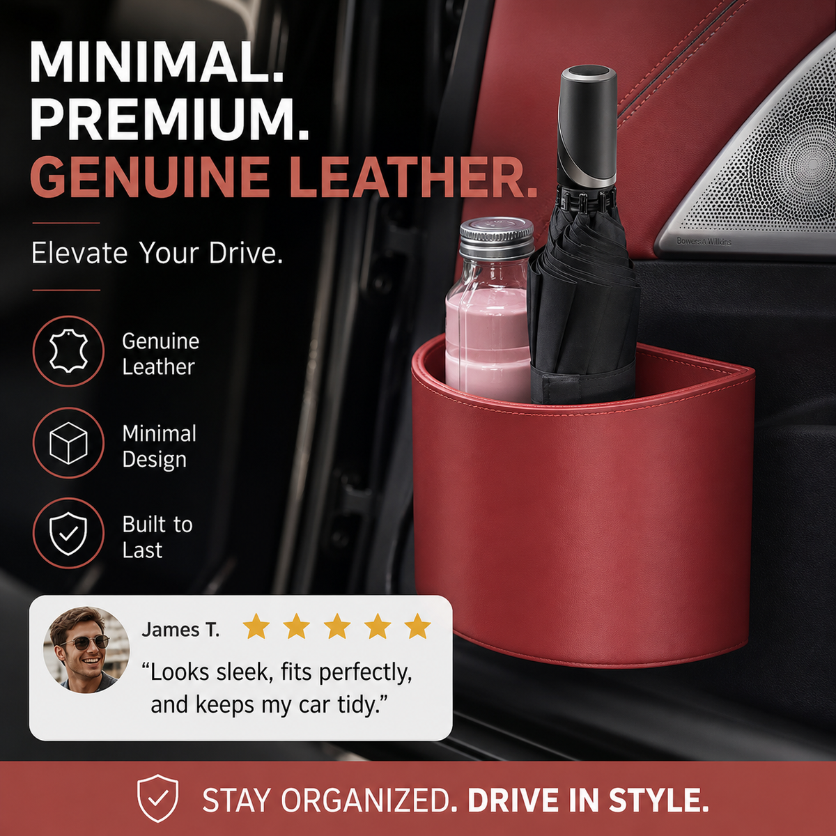 🚗 50% OFF! Leather Car Door Cup Holder – Wide‑mouth opening, easy reach for drinks & phone. Clip‑on secure fit. PU leather, tough & stylish. 🛡️✨