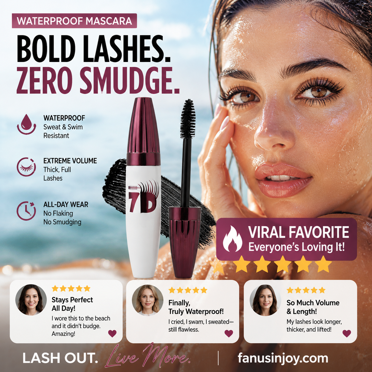💞50K+ SOLD!💥Smudge-Proof Curling Mascara – Instant Volume & Length