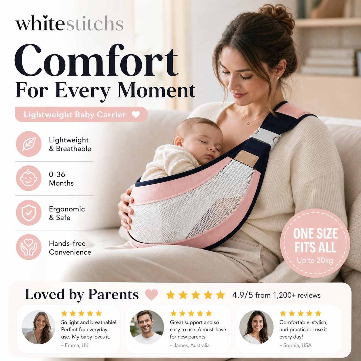 Lightweight Baby Carrier Wrap | Ergonomic Infant Sling for 0–36 Months | All-Season & Breathable Styles