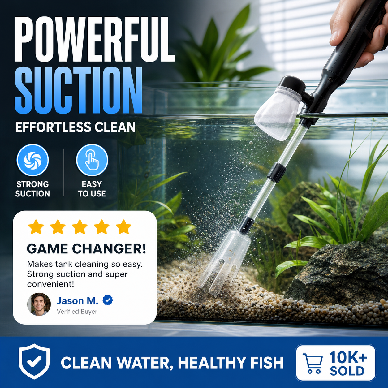 ⏳ LAST DAY 50% OFF! 🐠 Electric Aquarium Gravel Cleaner – 💧 Powerful Siphon & Crystal-Clear Water ✨