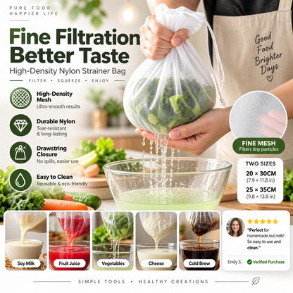 Strainer Bag – High-density mesh, drawstring & reusable. Smooth filtering – grab yours! ✅