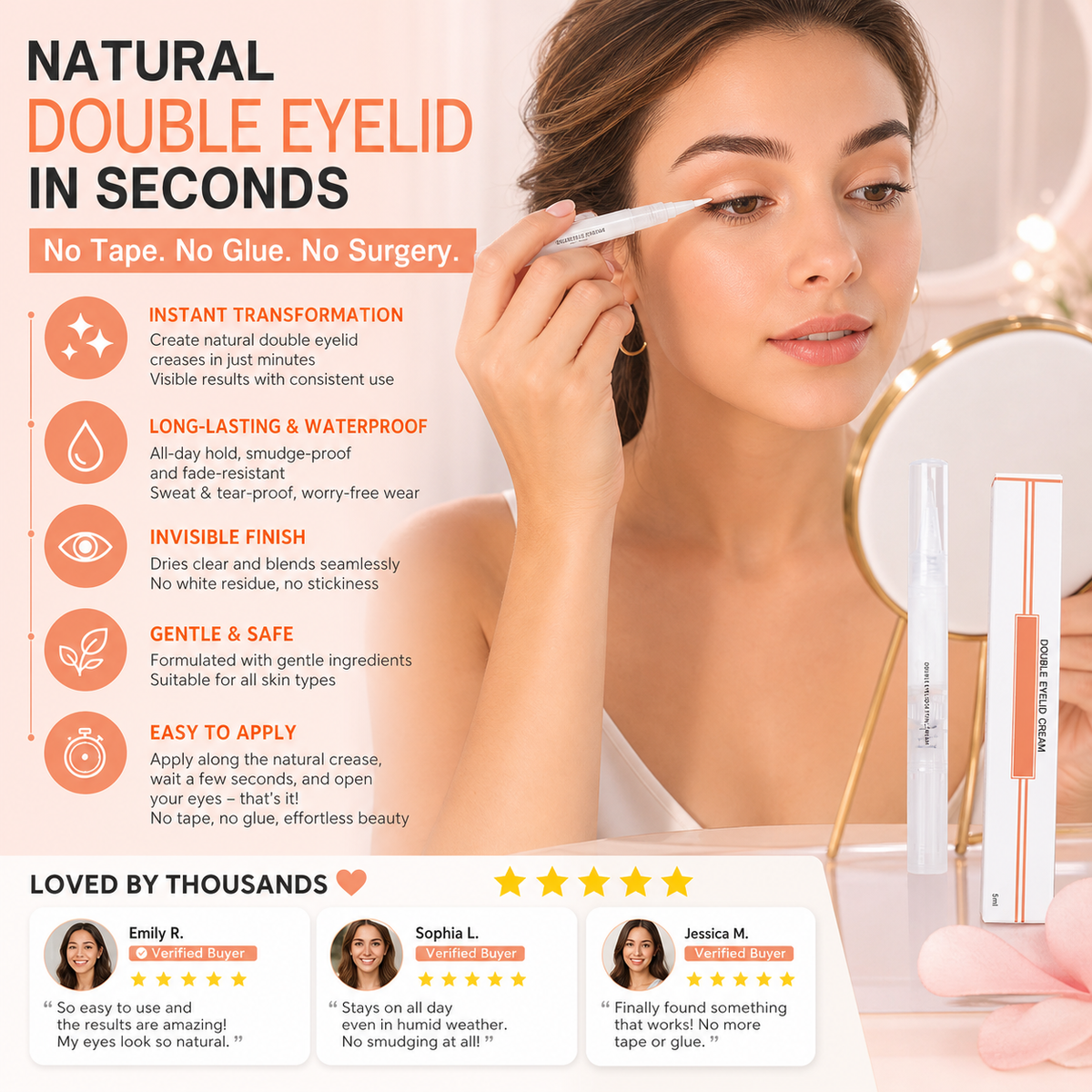 🔥 Double Eyelid Defining Cream Fast-drying, invisible, waterproof – natural-looking double eyelids without tape. 🌸