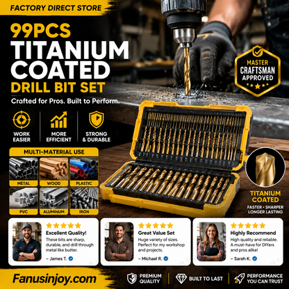 Titanium Coated Drill Bit Set | HSS High-Speed Steel | 50 / 60 / 70 / 99 Piece Options