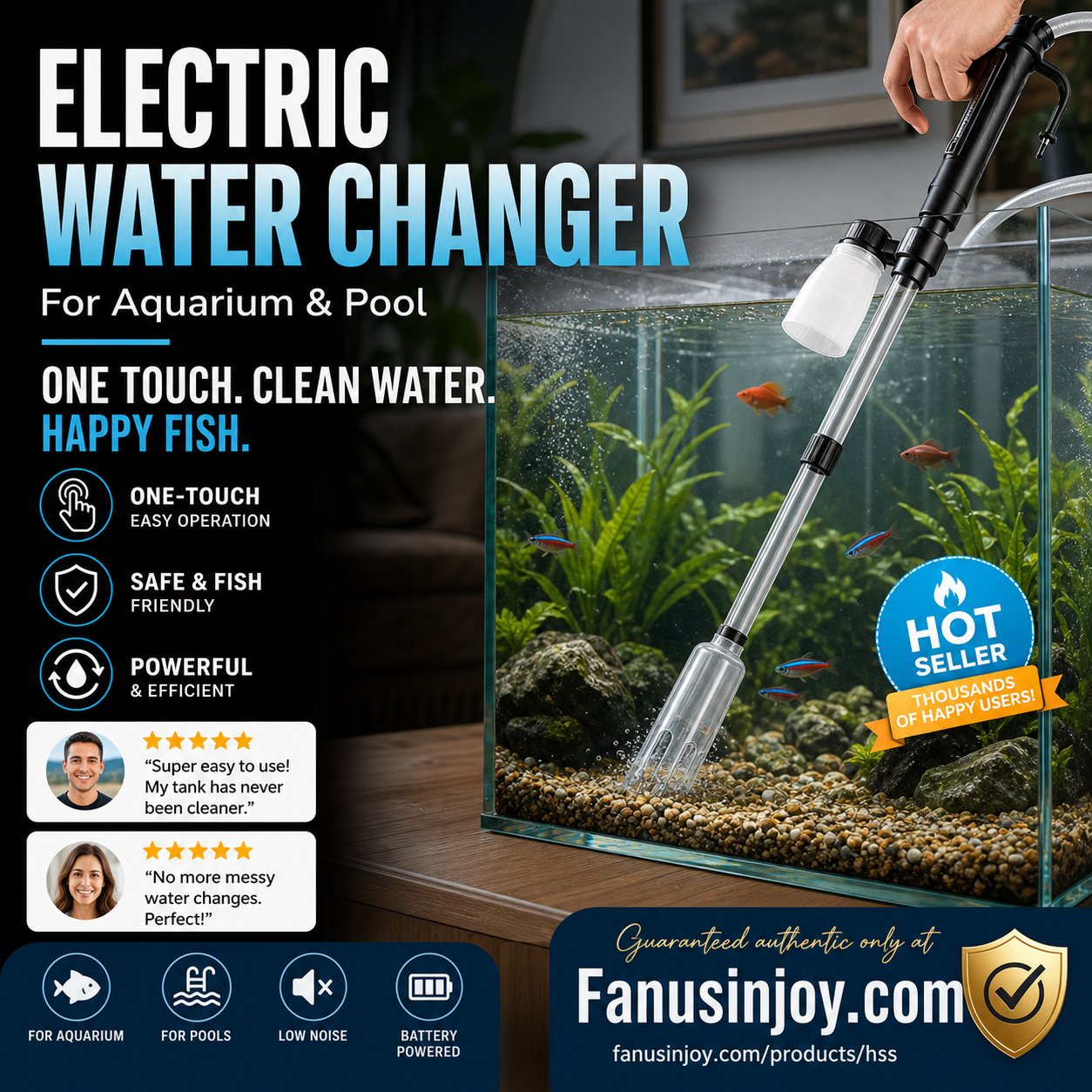 🎉Limited Time 50% OFF💦No more worries about poor water quality during water changes🔥Electric Aquarium Gravel Cleaner✨