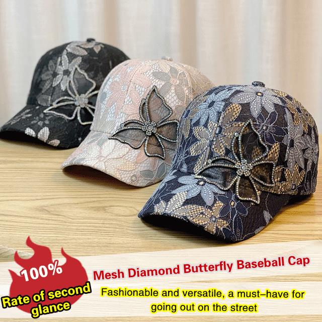 📢📢50% OFF !! ⏰Mesh Diamond Butterfly Baseball Cap