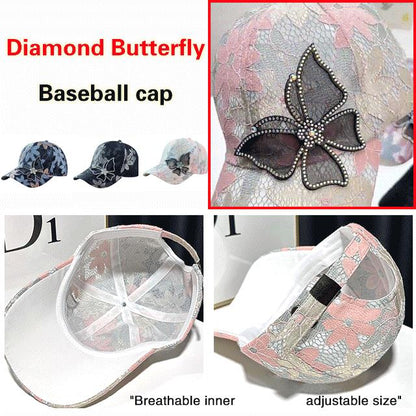 📢📢50% OFF !! ⏰Mesh Diamond Butterfly Baseball Cap