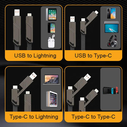 Hot Sale 50% OFF 4-in-1 Fast Charging & Data Sync Charger Cord
