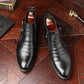 Leather Ankle Boots with Double Side Zipper and Pointed Toes for Men