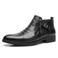 Leather Ankle Boots with Double Side Zipper and Pointed Toes for Men
