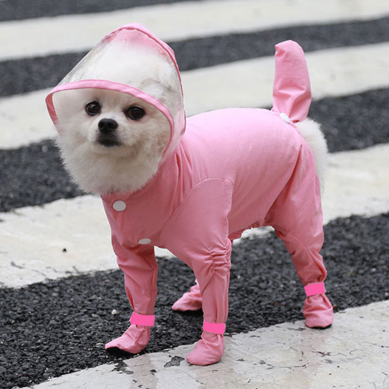 Hooded & Leg Cover Raincoat for Small Dogs