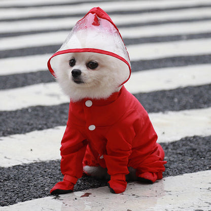 Hooded & Leg Cover Raincoat for Small Dogs