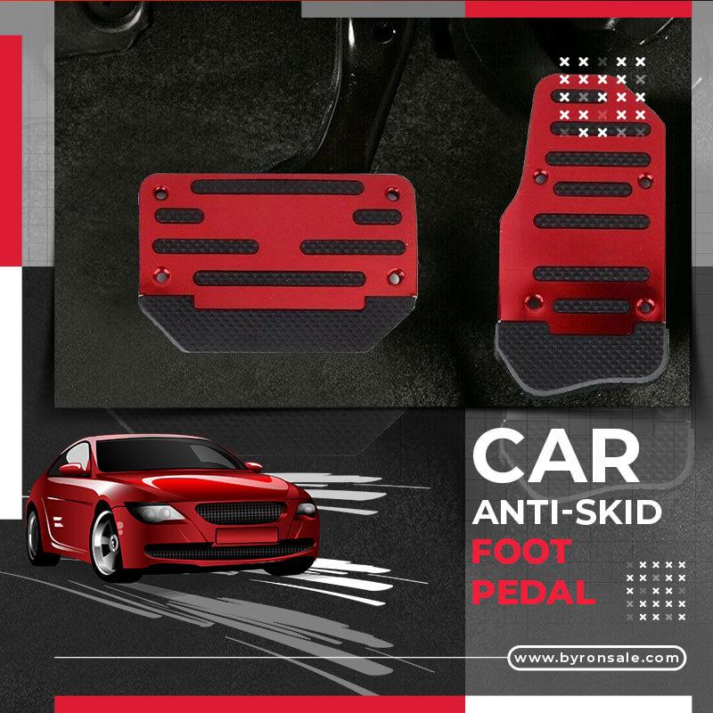 Car Anti-Skid Foot Pedal Cover Set | Non-Slip Rubber Surface, No-Drill Screw Fix | Manual (3pcs) & Automatic (2pcs) | Red, Blue, Silver