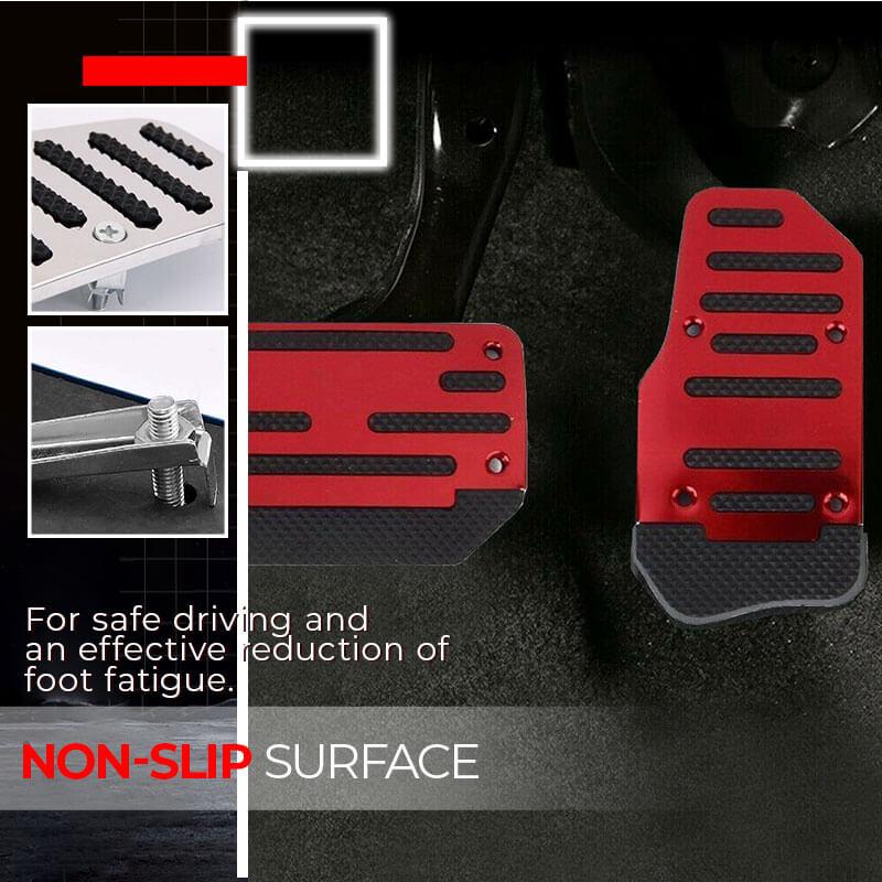Car Anti-Skid Foot Pedal Cover Set | Non-Slip Rubber Surface, No-Drill Screw Fix | Manual (3pcs) & Automatic (2pcs) | Red, Blue, Silver