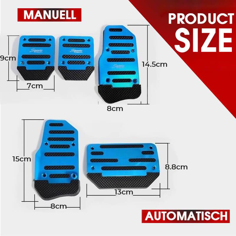 Car Anti-Skid Foot Pedal Cover Set | Non-Slip Rubber Surface, No-Drill Screw Fix | Manual (3pcs) & Automatic (2pcs) | Red, Blue, Silver