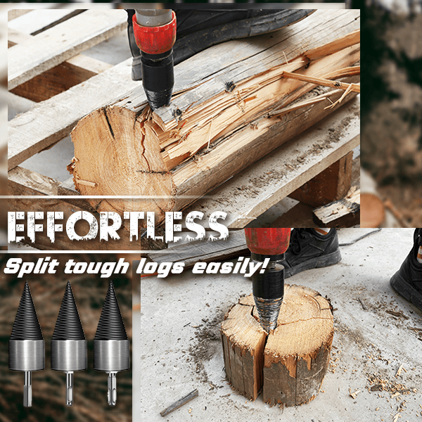 Firewood Drill Splitter Auger Bit Set | High Carbon Steel, 5pcs Square + Round + Hex | 32mm & 42mm | Turns Any Drill into a Log Splitter