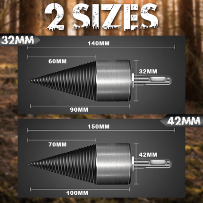Firewood Drill Splitter Auger Bit Set | High Carbon Steel, 5pcs Square + Round + Hex | 32mm & 42mm | Turns Any Drill into a Log Splitter