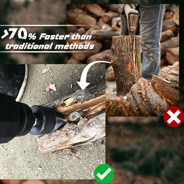 Firewood Drill Splitter Auger Bit Set | High Carbon Steel, 5pcs Square + Round + Hex | 32mm & 42mm | Turns Any Drill into a Log Splitter
