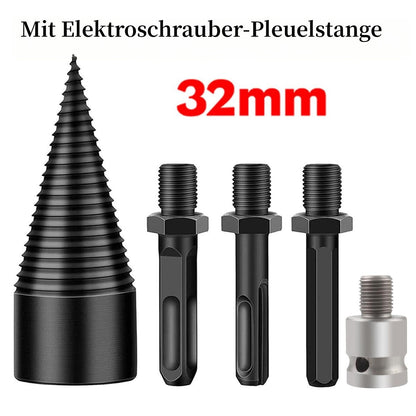 Firewood Drill Splitter Auger Bit Set | High Carbon Steel, 5pcs Square + Round + Hex | 32mm & 42mm | Turns Any Drill into a Log Splitter