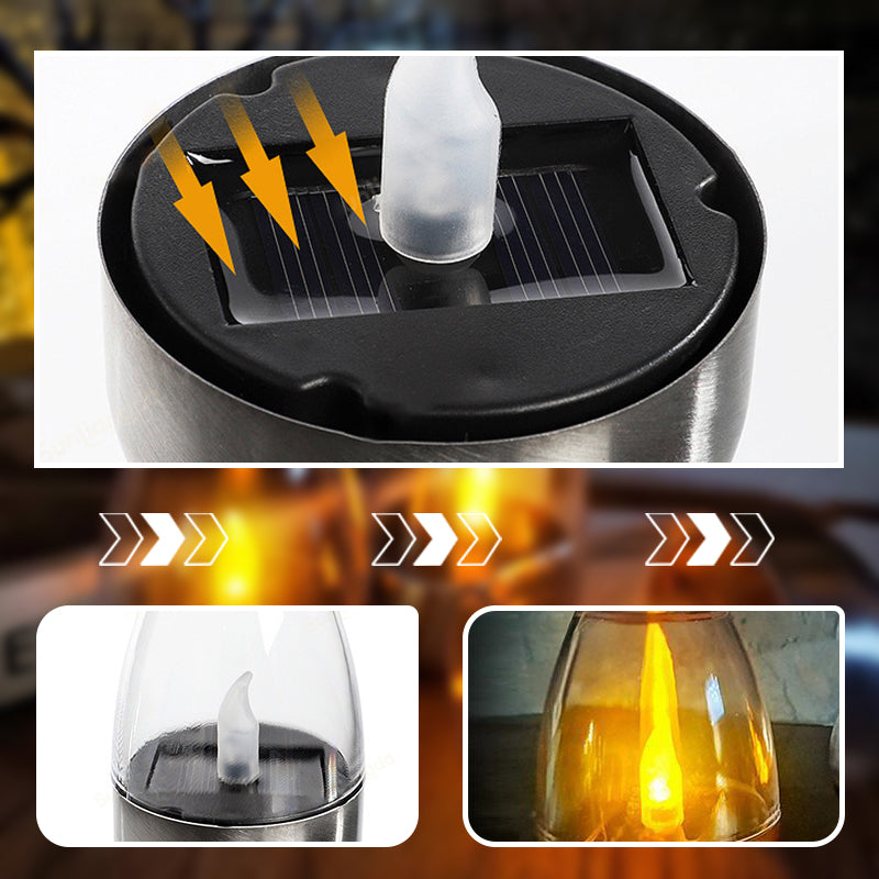 🕯️Solar Flickering Tea Lights – Realistic flame effect, dusk-to-dawn auto on. IP65 waterproof, lasts 6-8 hours. No wires, no fuss. Perfect for garden evenings✅🌙