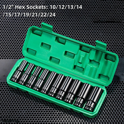 10pcs 1/2" Impact Socket Set with Storage Box