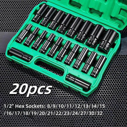 10pcs 1/2" Impact Socket Set with Storage Box
