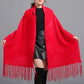 Casual Open Front Tassel Poncho Shawl Coat