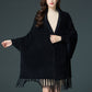 Casual Open Front Tassel Poncho Shawl Coat