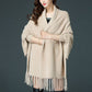 Casual Open Front Tassel Poncho Shawl Coat