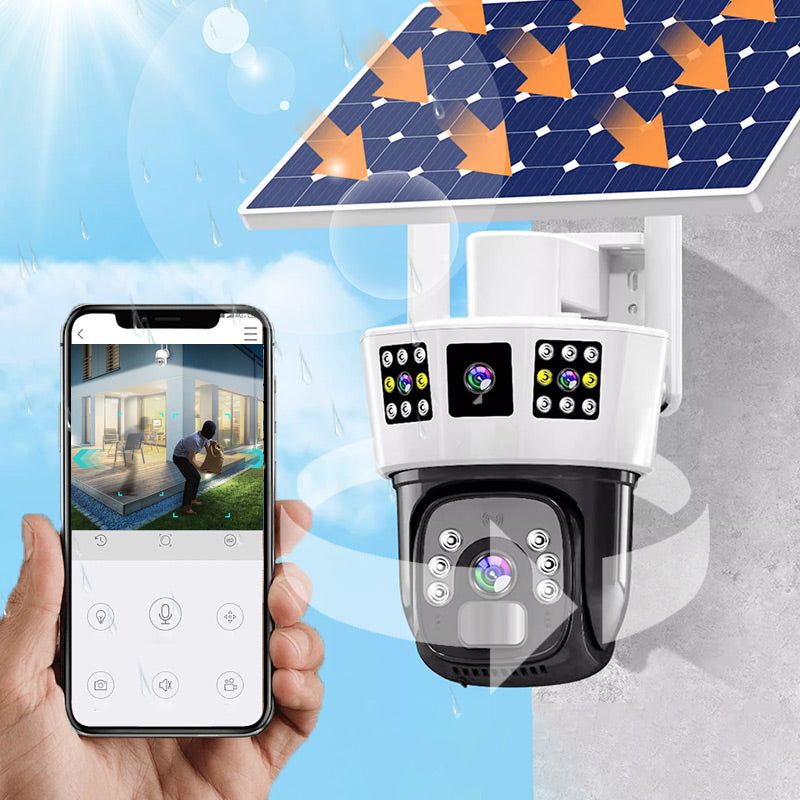 🎦360° Smart Solar Surveillance Camera with Three-screen Monitoring✨