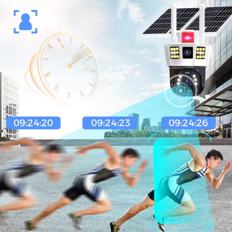 🎦360° Smart Solar Surveillance Camera with Three-screen Monitoring✨