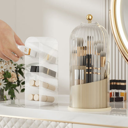 Sliding Lid Toothbrush Organizer | 360° Rotating, Dust-Proof, Multi-Purpose