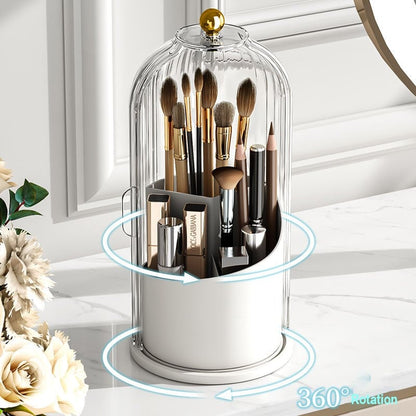 Sliding Lid Toothbrush Organizer | 360° Rotating, Dust-Proof, Multi-Purpose