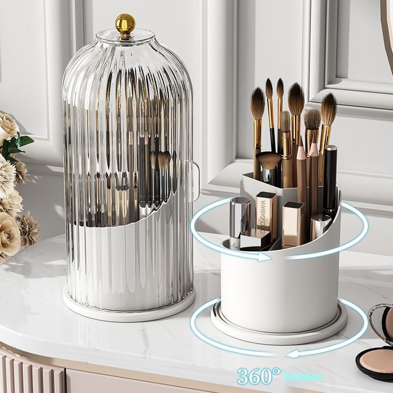 Sliding Lid Toothbrush Organizer | 360° Rotating, Dust-Proof, Multi-Purpose
