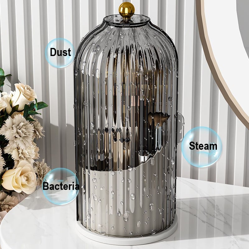 Sliding Lid Toothbrush Organizer | 360° Rotating, Dust-Proof, Multi-Purpose