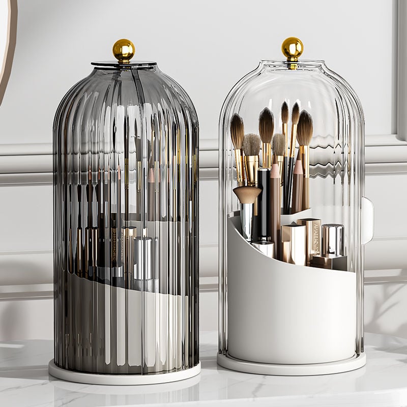 Sliding Lid Toothbrush Organizer | 360° Rotating, Dust-Proof, Multi-Purpose