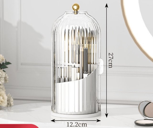 Sliding Lid Toothbrush Organizer | 360° Rotating, Dust-Proof, Multi-Purpose