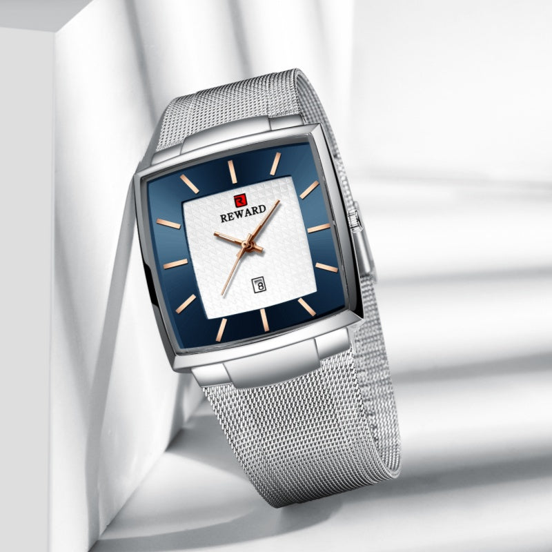 🔥2025 Hot Sale🔥Men’s Ultra-thin Square Mesh Belt Quartz Watch